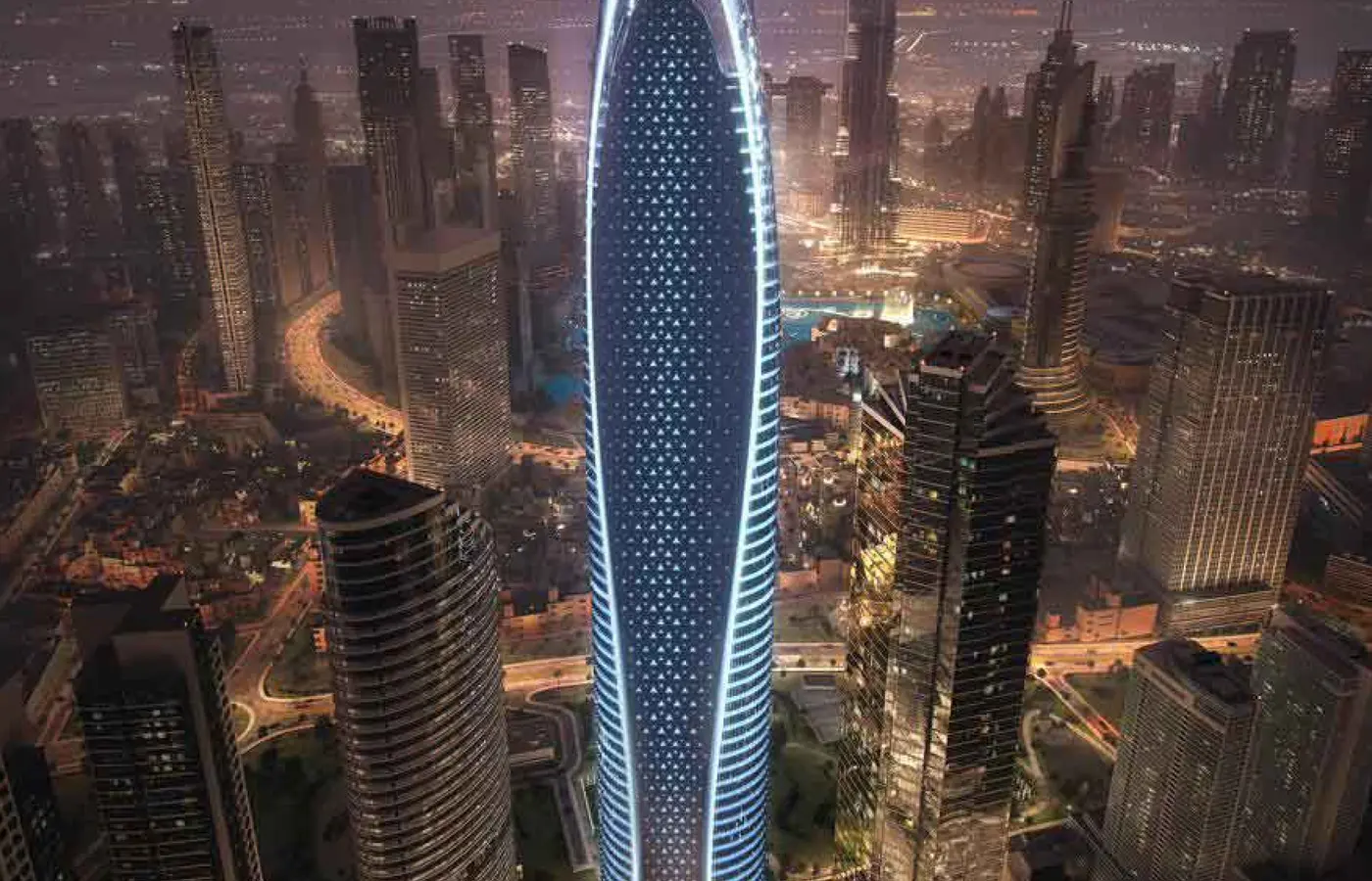 Mercedes-Benz Places by Binghatti illuminated in Downtown Dubai