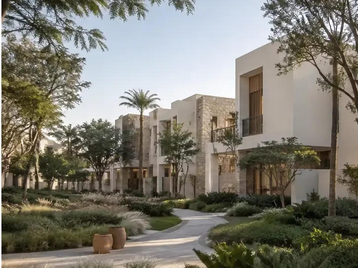 Representative nature-led family residences in a landscaped UAE community