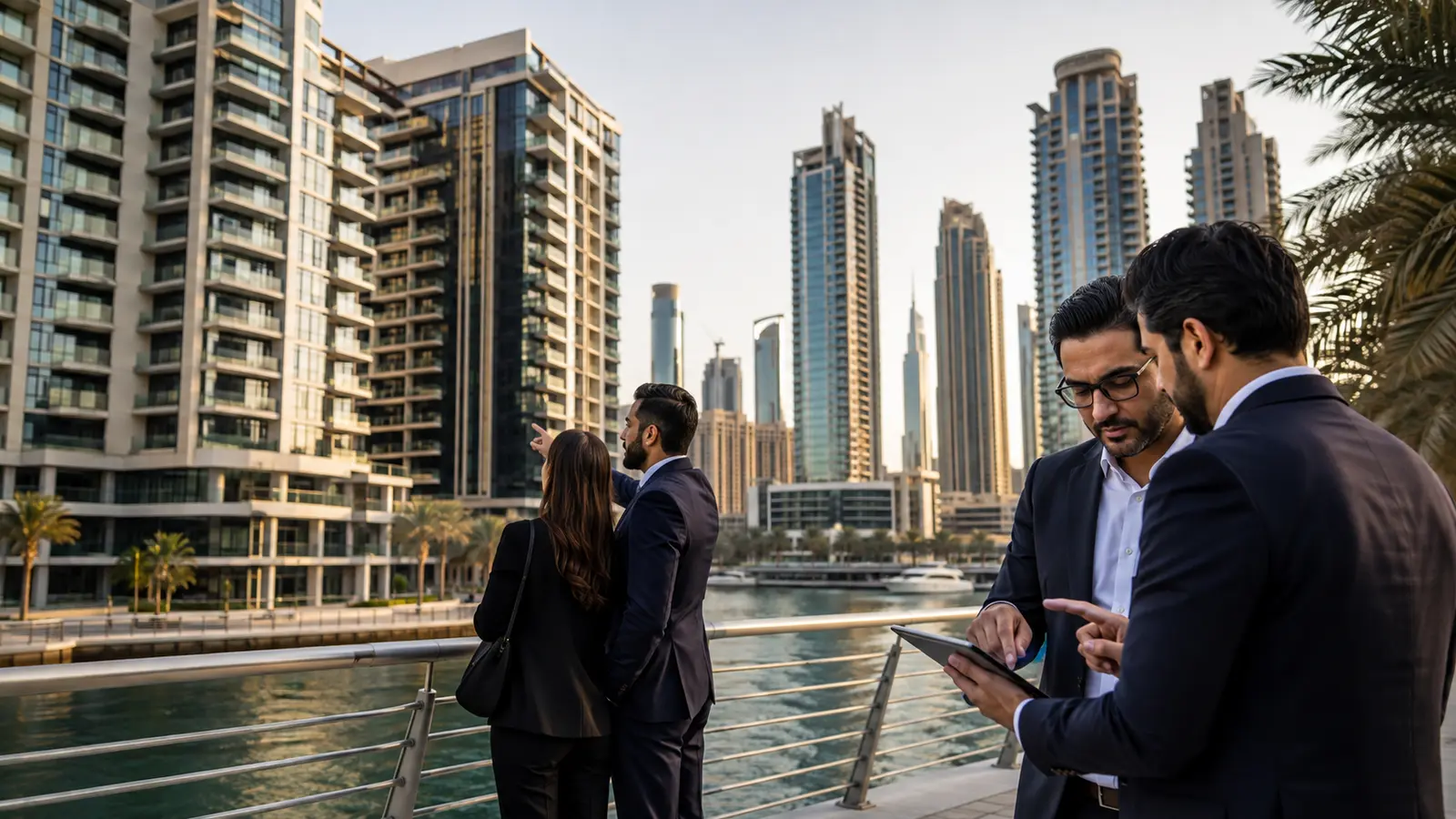Investors inspecting completed waterfront homes in Dubai