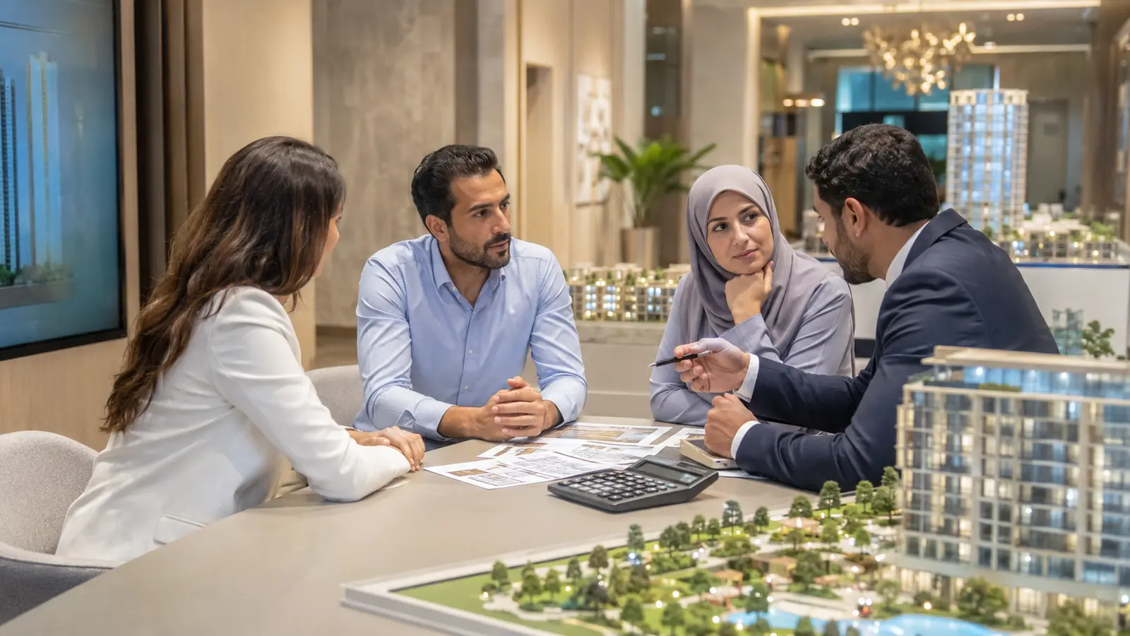 UAE buyers comparing mortgage options with a property adviser